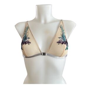 TOPSHOP Women’s Tan Mesh Triangle Bra Size 8 Wireless